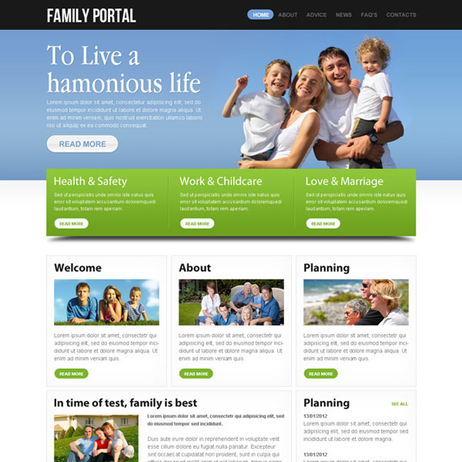 highly effective and converting family portal website template