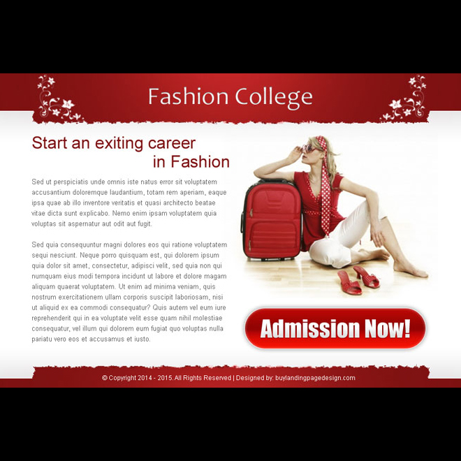 exciting career in fashion college attractive and converting ppv landing page design template Fashion and Modeling example