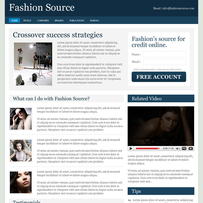 fashion source clean converting and optimized daily news landing page design