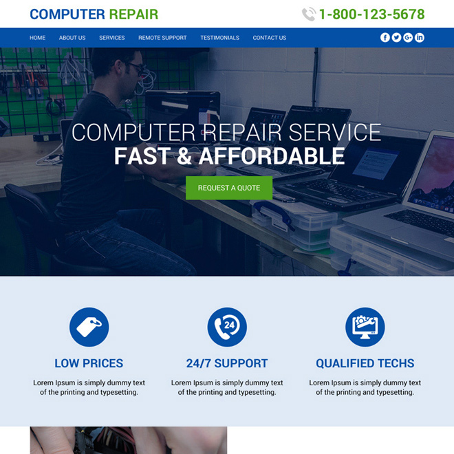 affordable computer repair service website design Computer Repair example