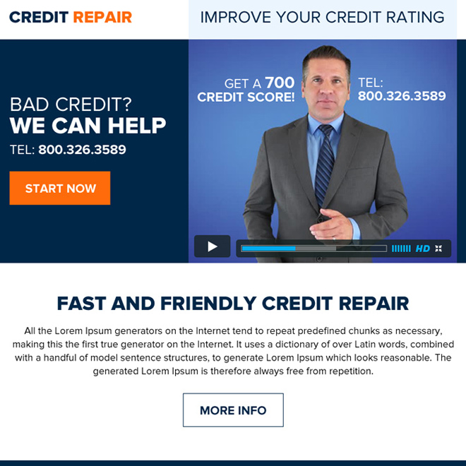 fast and friendly credit repair ppv landing page Credit Repair example