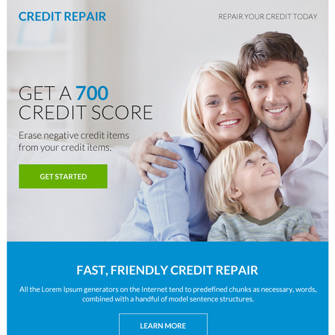 fast and friendly credit repair ppv landing page design Credit Repair example