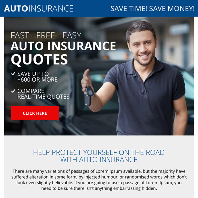 professional auto insurance quote ppv landing page design Auto Insurance example