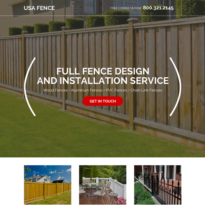 fencing design and installation responsive landing page design