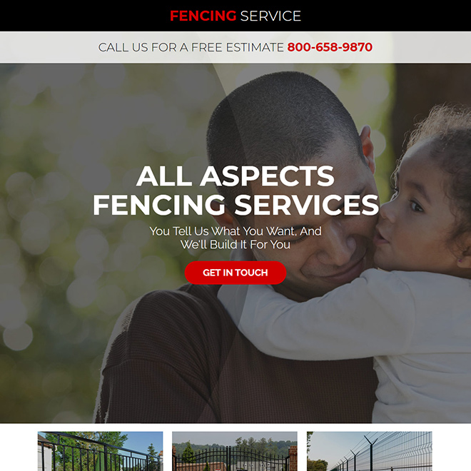 quality fencing service free estimate responsive landing page Fencing example