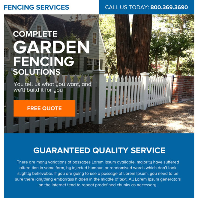 fencing service free quote lead generating ppv landing page