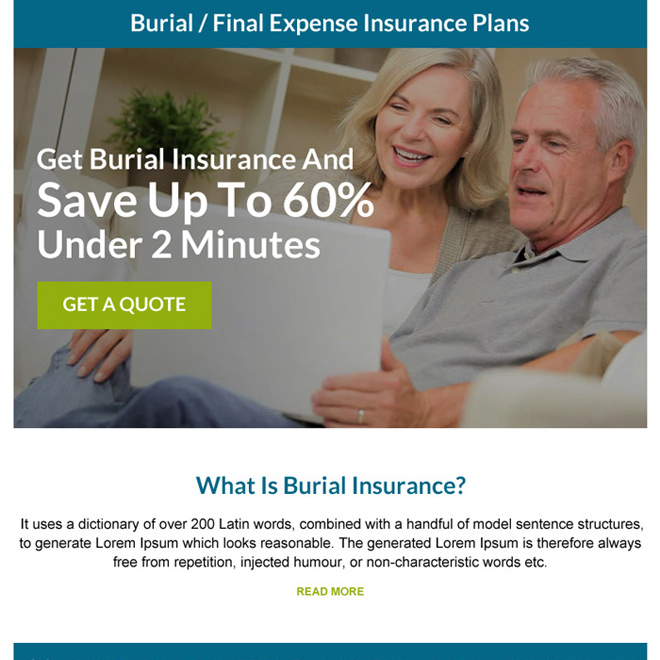 final expense insurance plans call to action ppv landing page Burial Insurance example