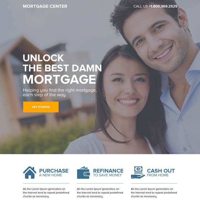 responsive mortgage center call to action landing page design Mortgage example