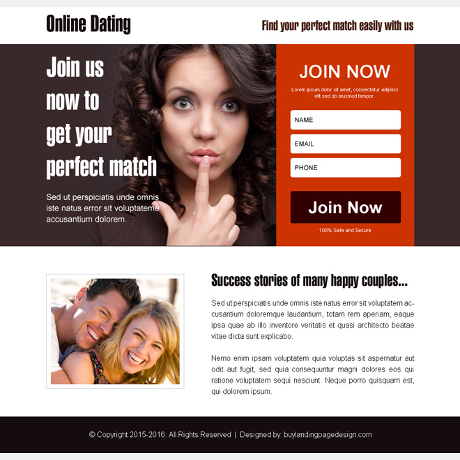 find your perfect match dating ppv landing page design Dating example