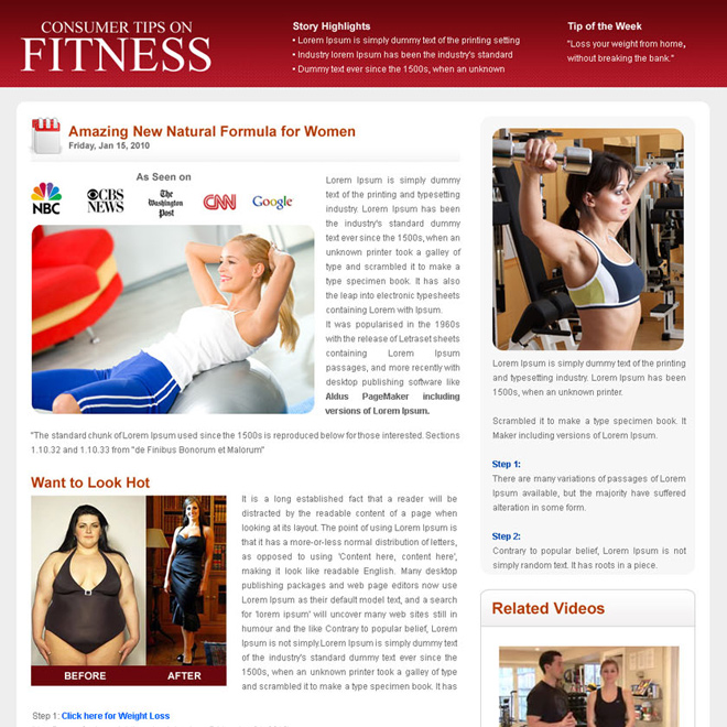 consumer tips on fitness flog design template