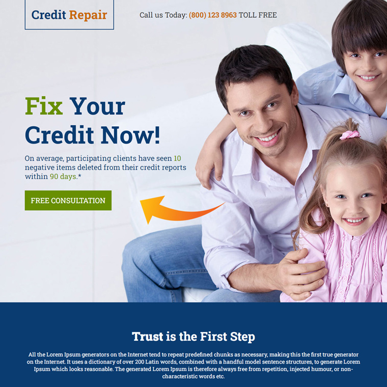 credit repair free consultation responsive landing page