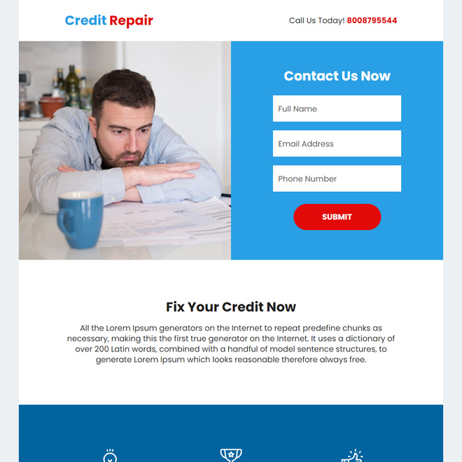 credit repair company lead capture landing page Credit Repair example