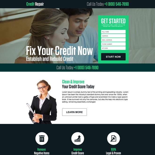 responsive credit repair company landing page