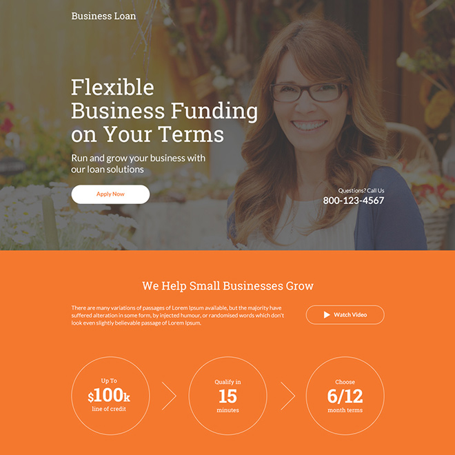 flexible business funding responsive landing page