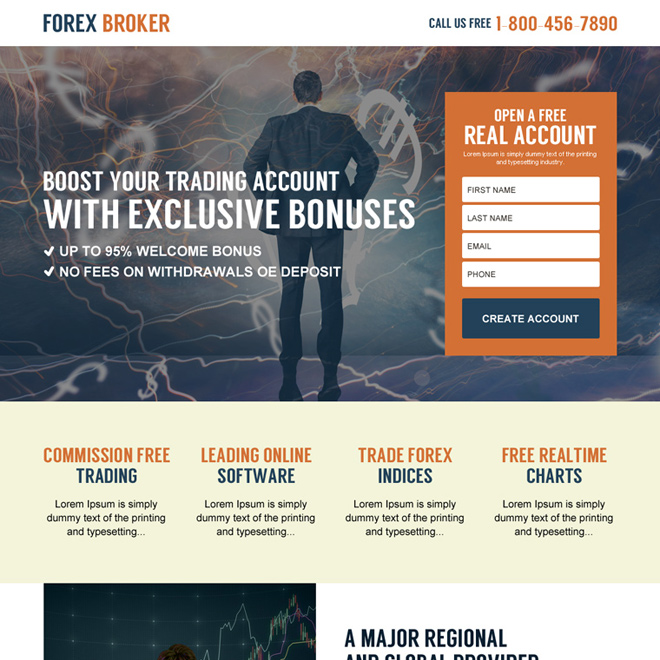 forex trading best lead capturing responsive landing page design Forex Trading example