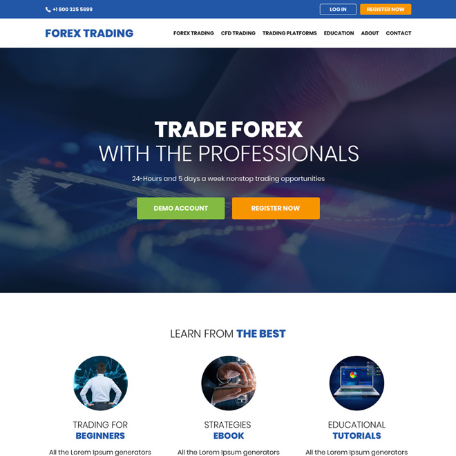 professional forex trading sign up capturing website design Forex Trading example