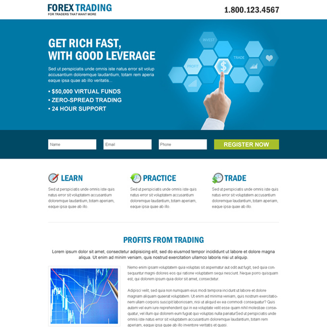 forex trading service business registration responsive landing page Forex Trading example