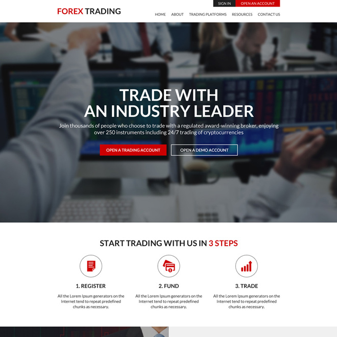 appealing forex trading platform responsive website design Forex Trading example