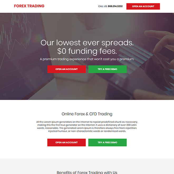 online forex trading service responsive landing page