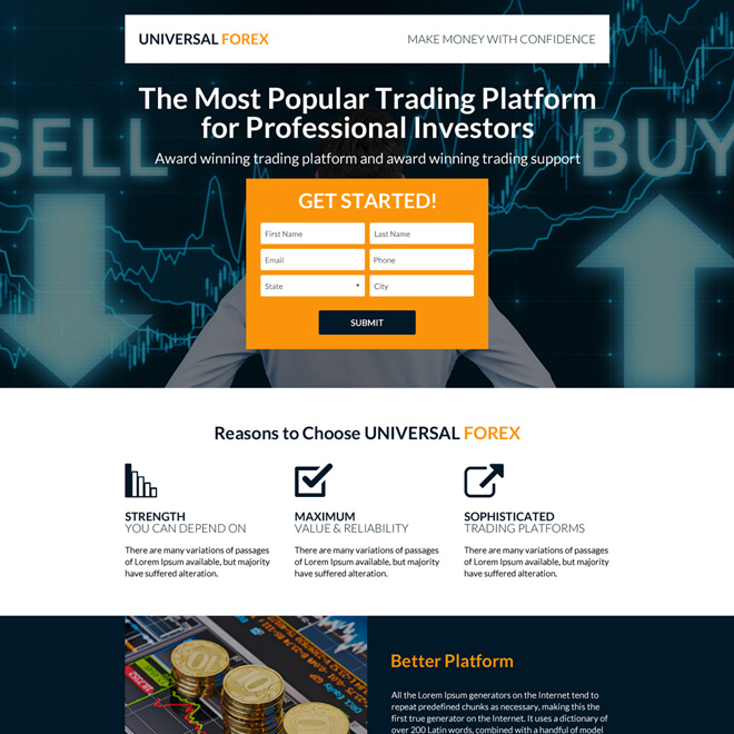 responsive forex trading strategies landing page design Forex Trading example