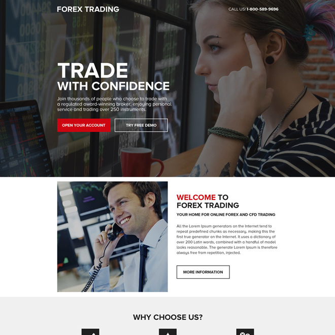 forex trading mini responsive lead magnet landing page design Forex Trading example