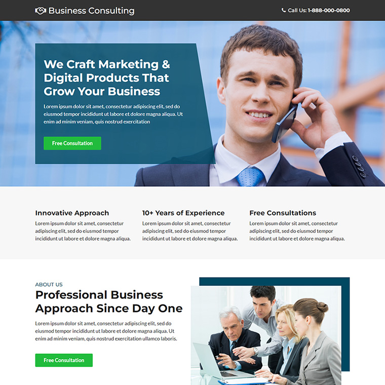 professional business consulting service responsive landing page Business example