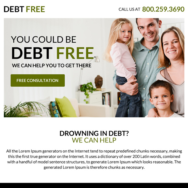 clean debt consultation ppv landing page design Debt example