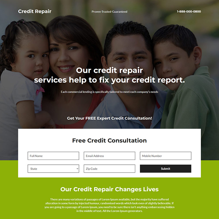 credit experts free consultation responsive landing page