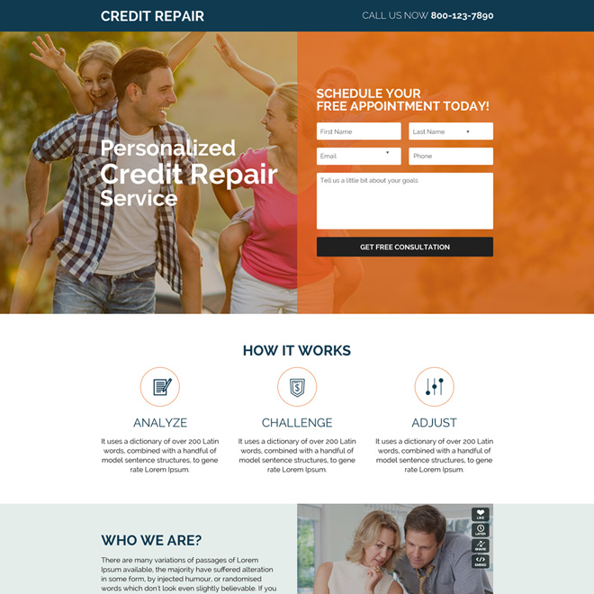 responsive free credit repair consultation landing page Credit Repair example