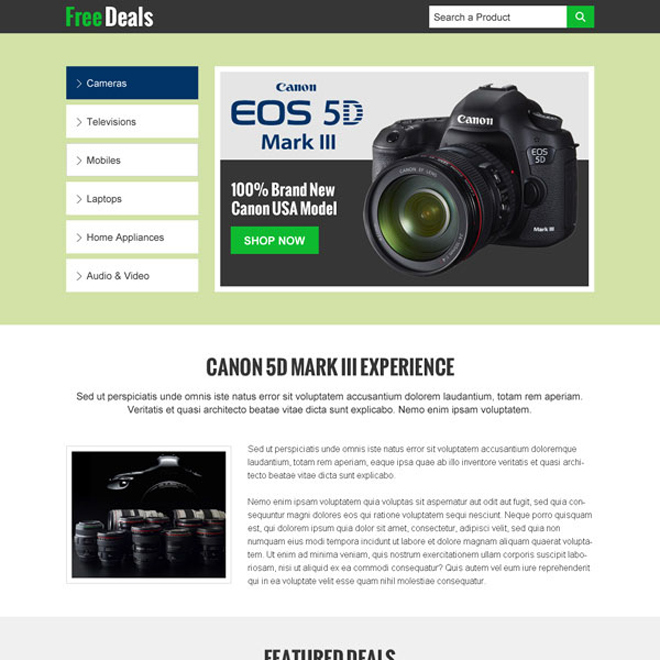 electronics product sales on free deals landing page design templates