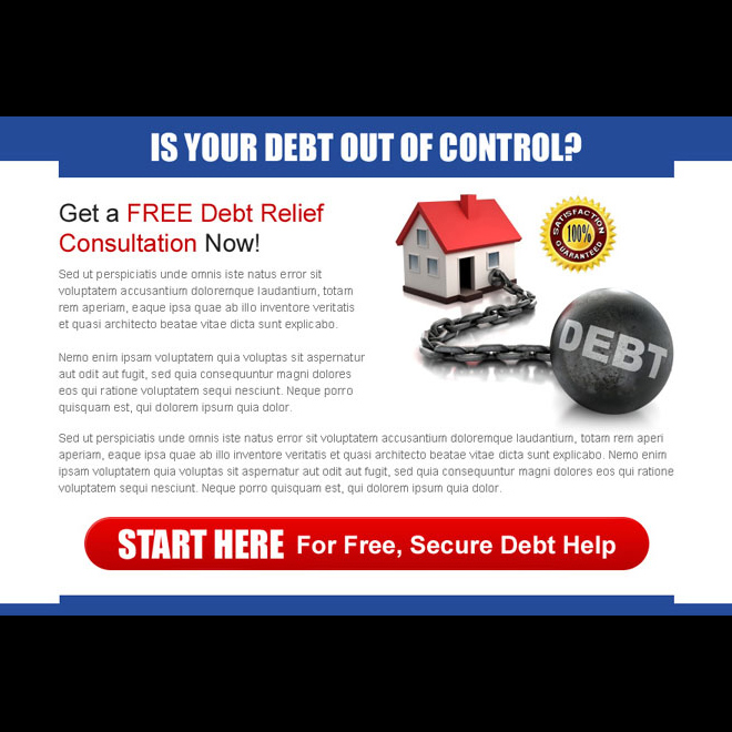 get a free debt relief consultation now appealing ppv landing page design