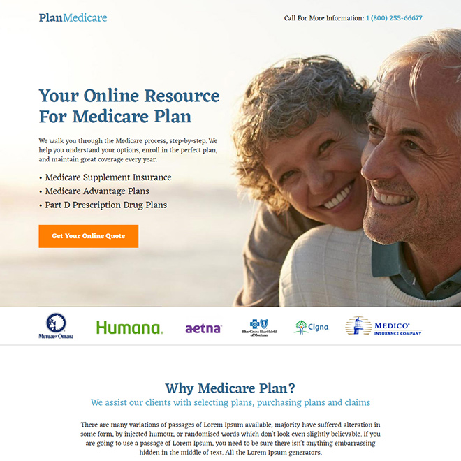 medicare supplement plan responsive landing page design Medicare example