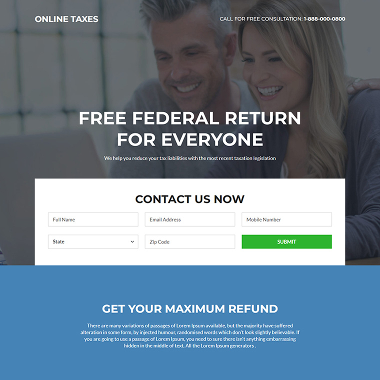 free online tax return free consultation responsive landing page