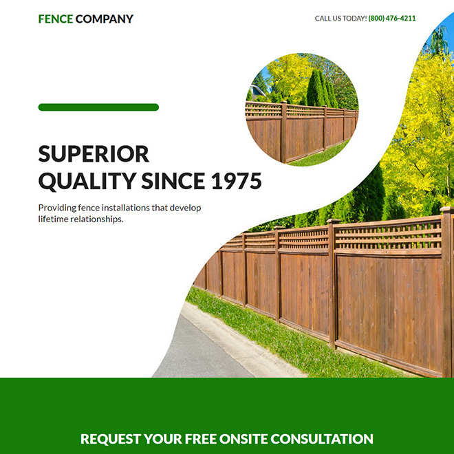 fencing company free consultation landing page design Fencing example