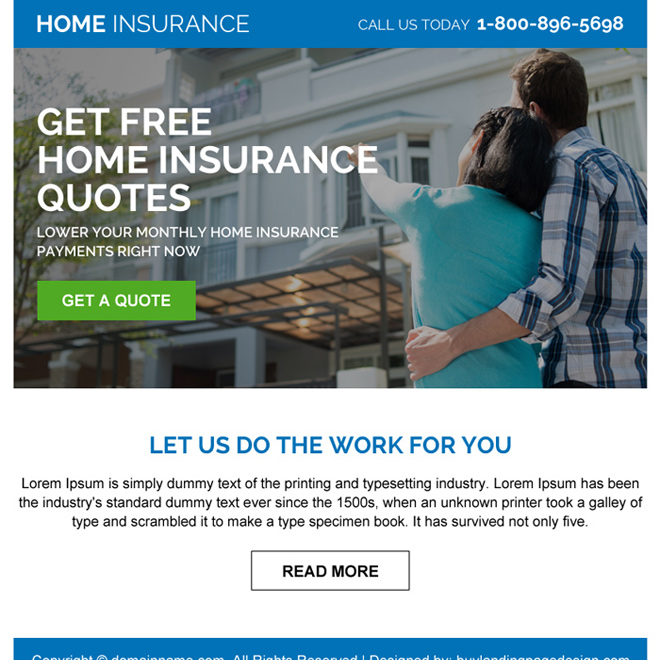 home insurance free quote call to action ppv design Home Insurance example