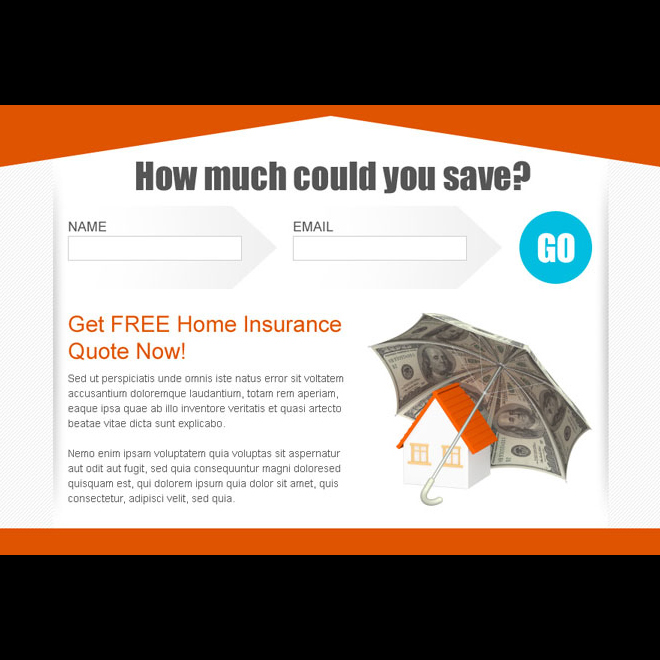 clean and converting lead capture home insurance ppv landing page design template