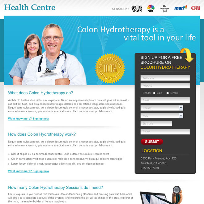 free medical brochure lead capture landing page design for sale Medical example