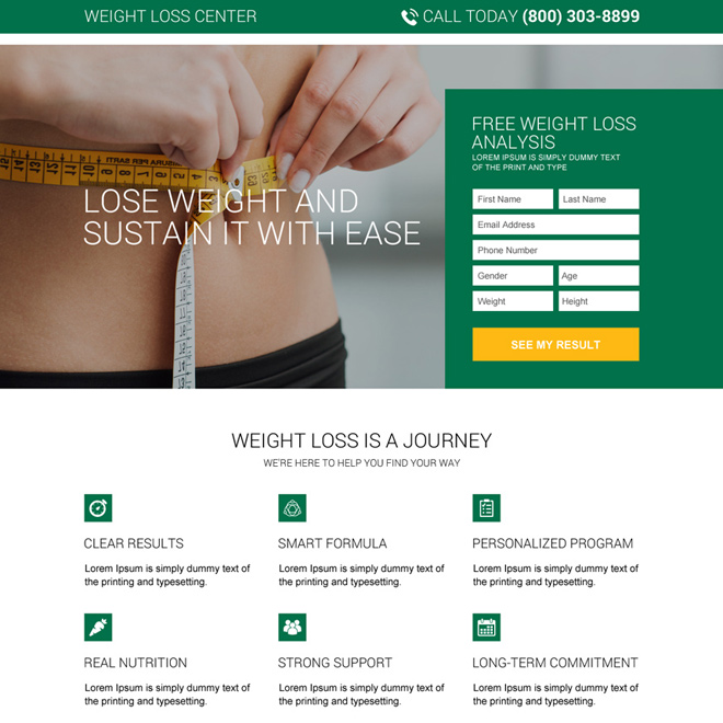 free weight loss analysis responsive landing page