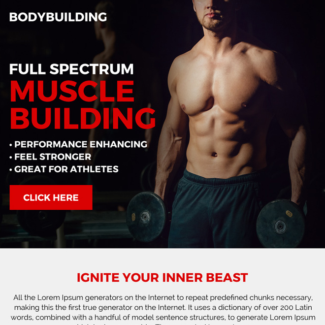 clean and professional muscle building ppv landing page design Bodybuilding example