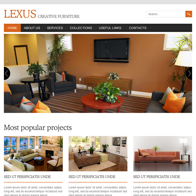 interior and furniture responsive website design template