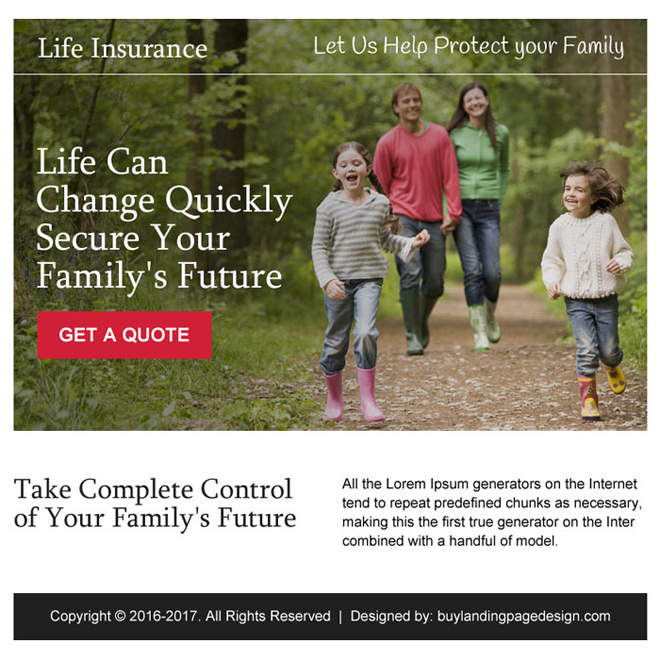 secure your family future ppv landing page design