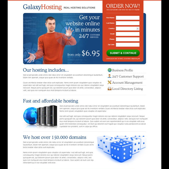 real hosting solution clean and converting squeeze page design to increase your leads Web Hosting example