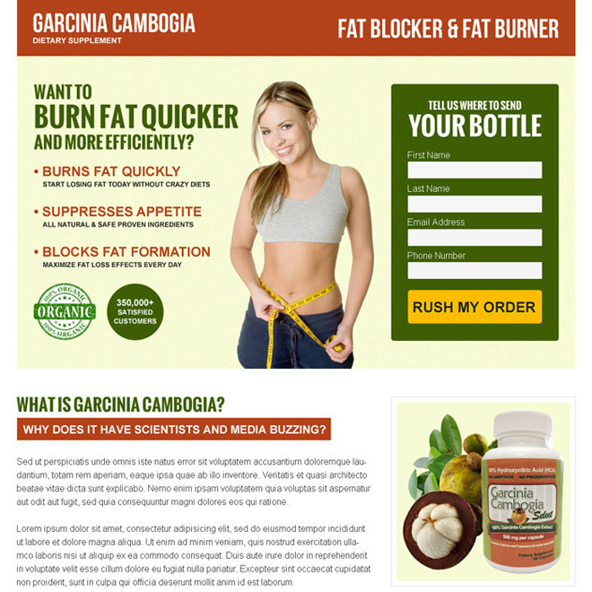 garcinia cambogia lead generating responsive landing page design