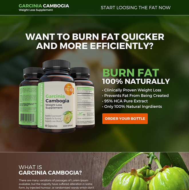 garcinia weight loss supplement responsive landing page Weight Loss example