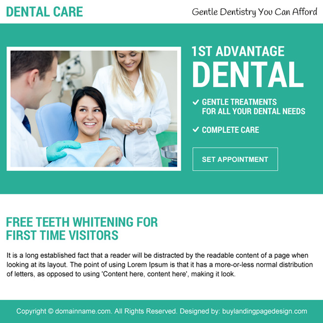 free teeth whitening appointment booking ppv landing page design