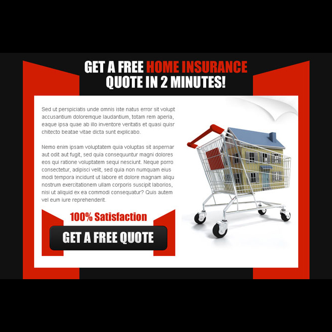 get a free home insurance quote in 2 minutes effective ppv landing page design Home Insurance example