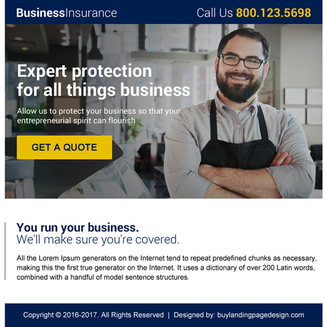 business insurance free quote ppv landing page design Business Insurance example