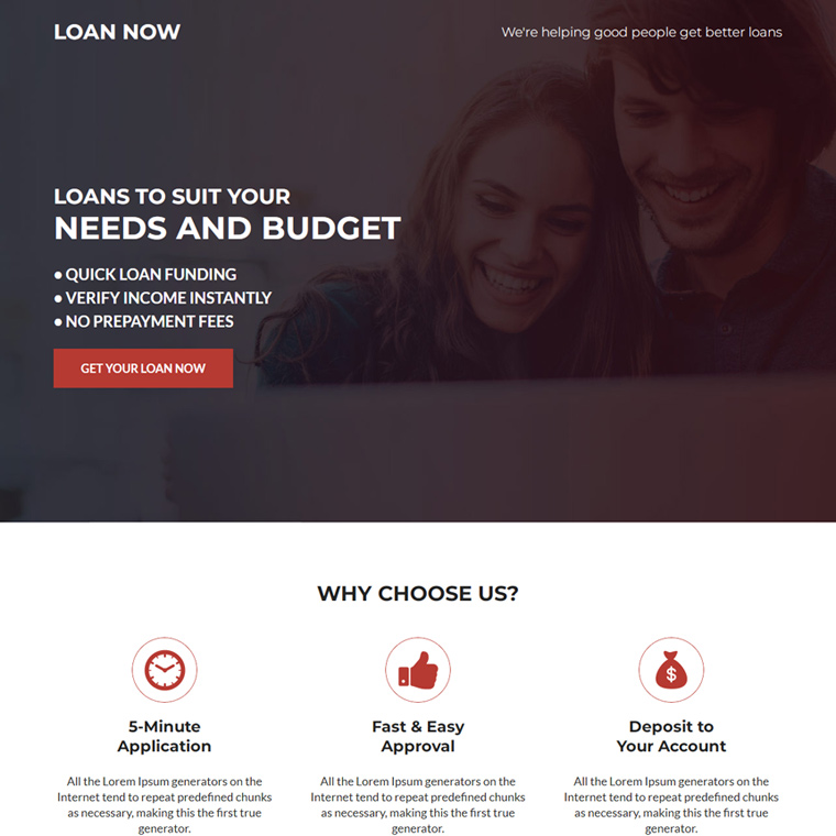 online personal loan lead capture landing page Loan example