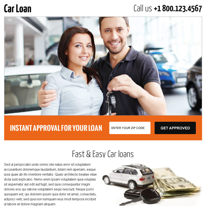 get car loan by zip code search responsive landing page