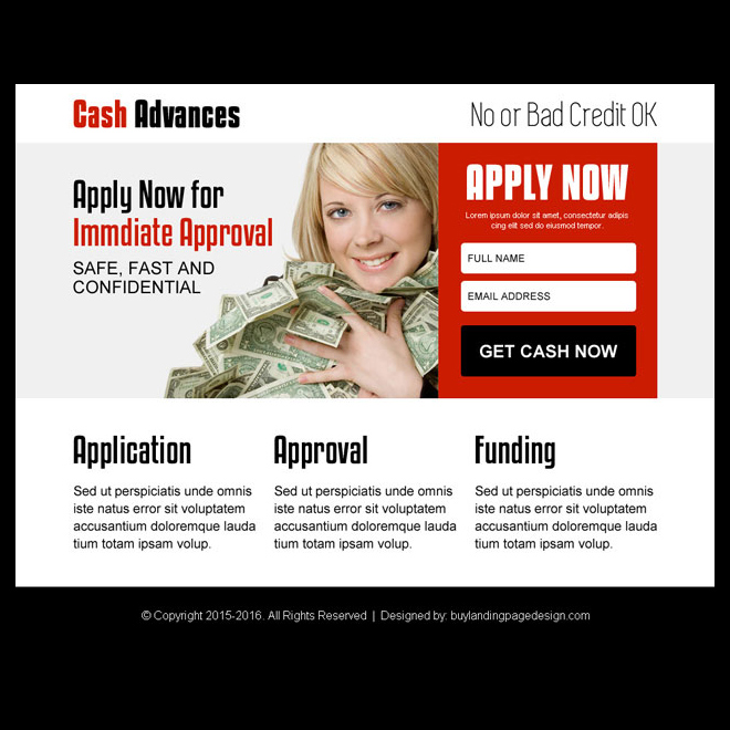get cash in advance attractive ppv landing page design Loan example